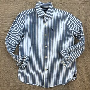 Abercrombie & Fitch Boys Youth Blue and White Striped Button Down Shirt Small